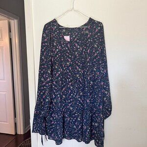 NWT navy blue floral babydoll dress